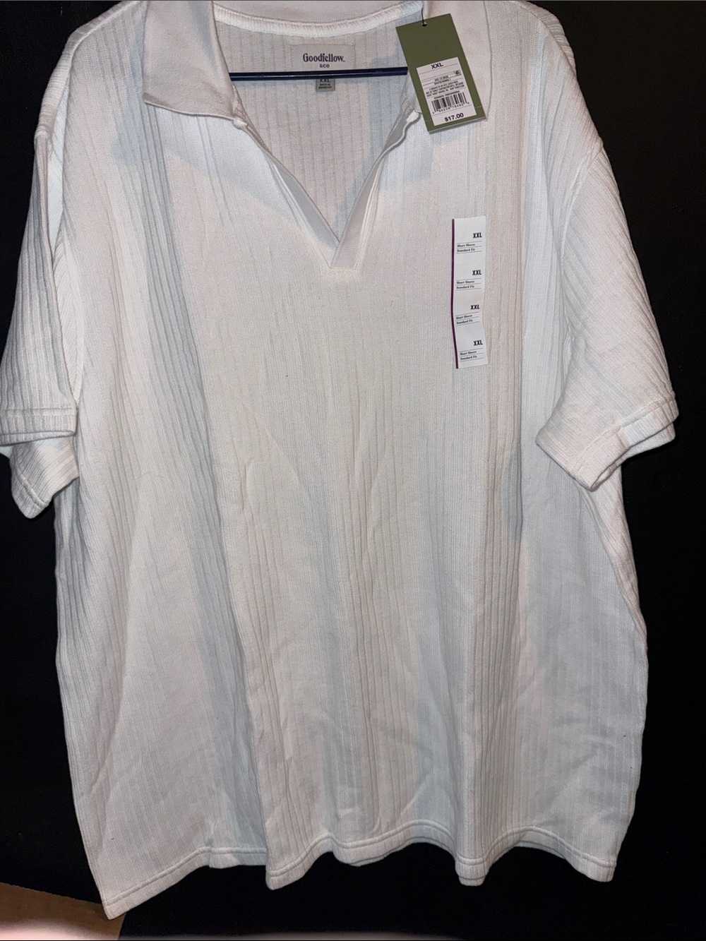 Goodfellow & Co White Ribbed Polo Shirt for Men size XXL